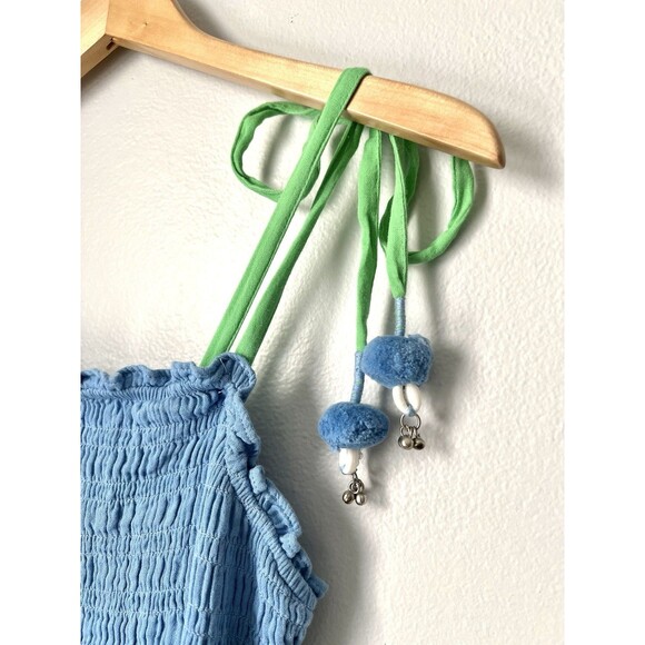 NWT Never Fully Dressed Smocked Blue Bodycon Dress Sz 6 Coastal Beach Vacation - Picture 4 of 11